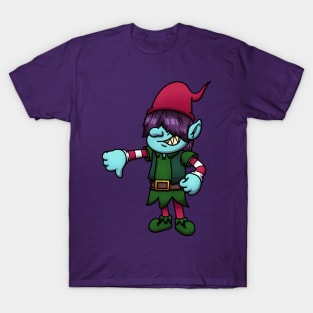 Evil Christmas Elf With Thumbs Down T-Shirt